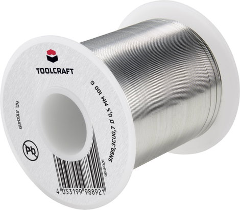 TOOLCRAFT Forrasztóón, ólommentes Tekercs Sn99,3Cu0,7 ROL1 100 g 0.5 mm
