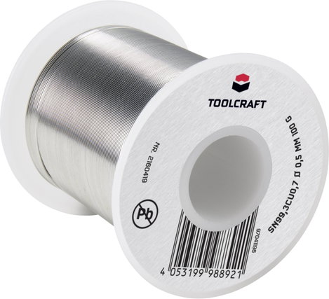 TOOLCRAFT Forrasztóón, ólommentes Tekercs Sn99,3Cu0,7 ROL1 100 g 0.5 mm 2. kép