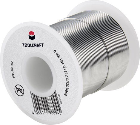 Ólommentes forrasztóhuzal 1 mm 100 g Sn99.Cu0,7, Toolcraft TO-6481263