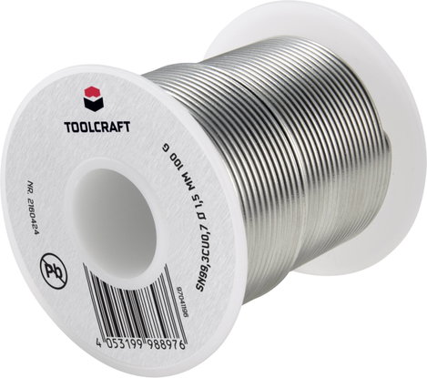TOOLCRAFT Forrasztóón, ólommentes Tekercs Sn99,3Cu0,7 ROL1 100 g 1.5 mm