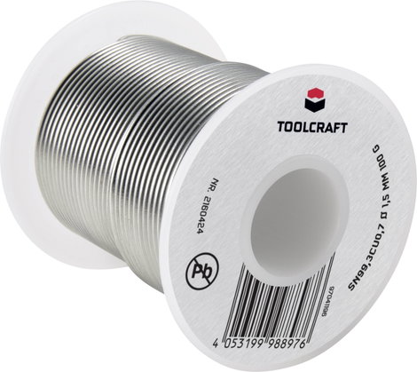 TOOLCRAFT Forrasztóón, ólommentes Tekercs Sn99,3Cu0,7 ROL1 100 g 1.5 mm 2. kép