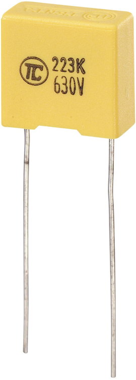 MKS fóliakondenzátor, radiális, álló 0,022 µF 630 V/DC 5 % RM 10 mm 13 x 6 x 12 mm TRU COMPONENTS