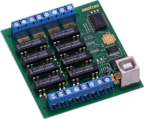 Deditec USB-RELAIS-8_A USB-RELAIS-8_A Kimeneti modul USB Relé kimenetek száma: 8 2. kép
