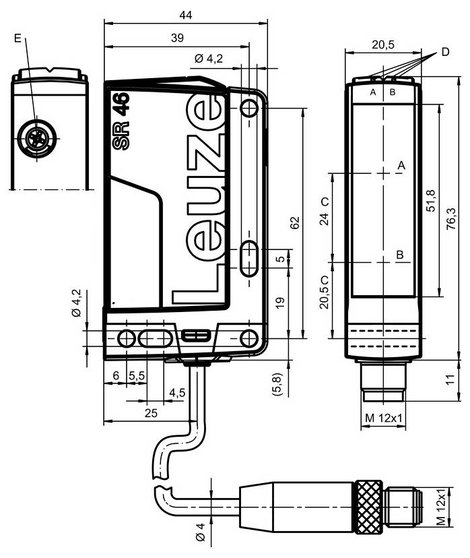Leuze Electronic Reflexiós fényszkenner HT46CI/4P-M12 50127061 háttér kikapcsolás, világosban kapcso 2. kép