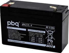 PBQ PB-4-3,5 Ólomakku 4 V 3.5 Ah Ólom-vlies (AGM) (Sz x Ma x Mé) 91 x 64 x 35 mm 4,8 mm-es laposérin
