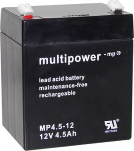 multipower PB-12-4,5-4,8 Ólomakku 12 V 4.5 Ah Ólom-vlies (AGM) (Sz x Ma x Mé) 90 x 107 x 70 mm 4,8 m
