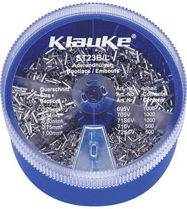 Klauke ST23B Érvéghüvely készlet 0.25 mm², 0.34 mm², 0.5 mm², 0.75 mm², 1 mm² Szigetelés nélkül Ezüs