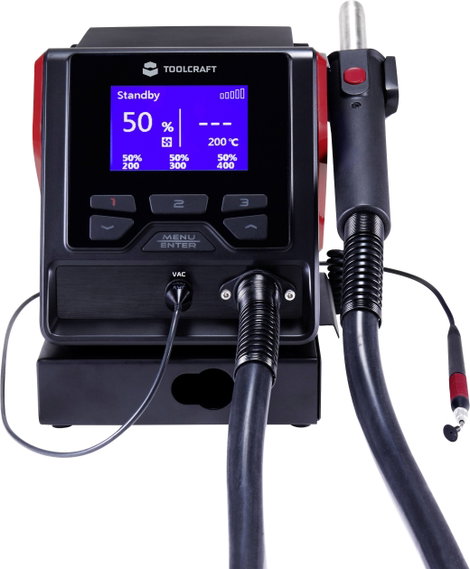Nagy teljesítményű, digitális forrasztó- és kiforrasztóállomás 100-480°C 1000 W, Toolcraft TPS-800 2. kép