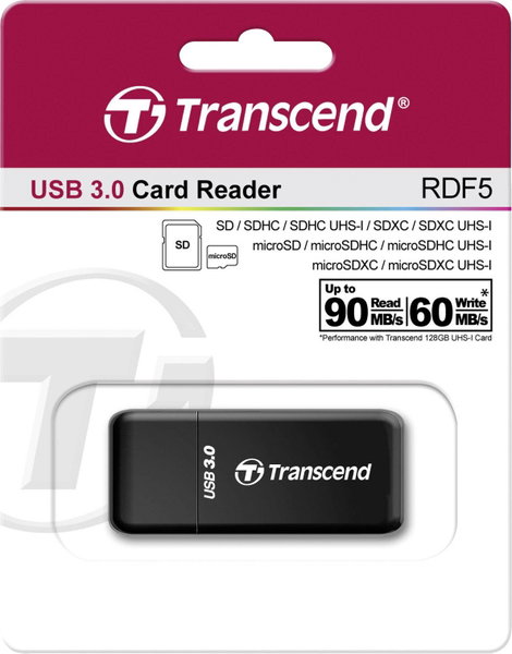Transcend RDF5K Külső memóriakártya olvasó USB 3.2 (1. generáció) (USB 3.0) Fekete 4. kép