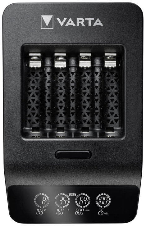 Hengeres akku töltő + 4 db ceruzaakku, Varta LCD Smart Charger 57684101441
