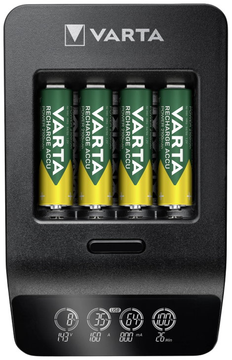 Hengeres akku töltő + 4 db ceruzaakku, Varta LCD Smart Charger 57684101441 2. kép