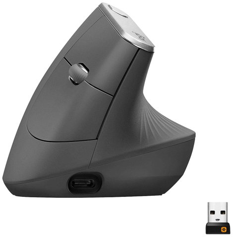 Logitech MX Vertical Ergonomikus egér Bluetooth™, Rádiójel vezérlésű Optikai Fekete, Ezüst 4 Gombok