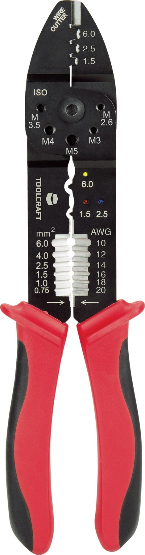 Krimpelő- és csupaszoló fogó 1,5...6 mm², Toolcraft PLC-4131 TO-6680946 3. kép