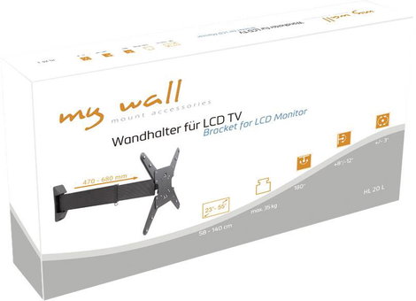 My Wall HL20L TV fali tartó 58,4 cm (23) - 139,7 cm (55) Kihúzható, Dönthető + forgatható, Forgathat 4. kép