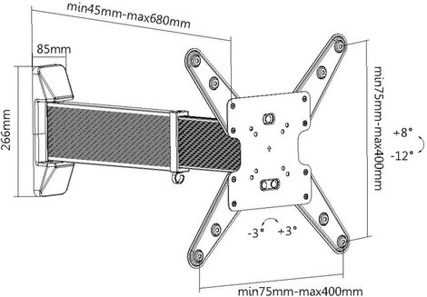 My Wall HL20L TV fali tartó 58,4 cm (23) - 139,7 cm (55) Kihúzható, Dönthető + forgatható, Forgathat 6. kép