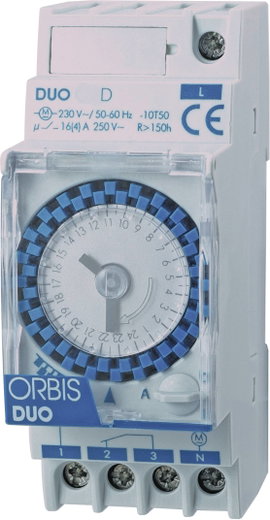 ORBIS Zeitschalttechnik DUO D 230 V Kalapsínes időkapcsoló óra Analóg 230 V/AC