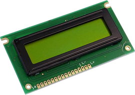 Display Elektronik LC kijelző Sárga-zöld 16 x 2 Pixel (Sz x Ma x Mé) 84 x 44 x 6.5 mm