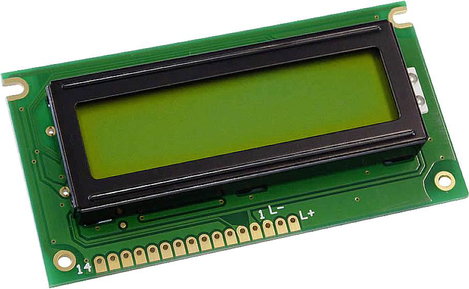 Display Elektronik LC kijelző Sárga-zöld 16 x 2 Pixel (Sz x Ma x Mé) 84 x 44 x 10.1 mm