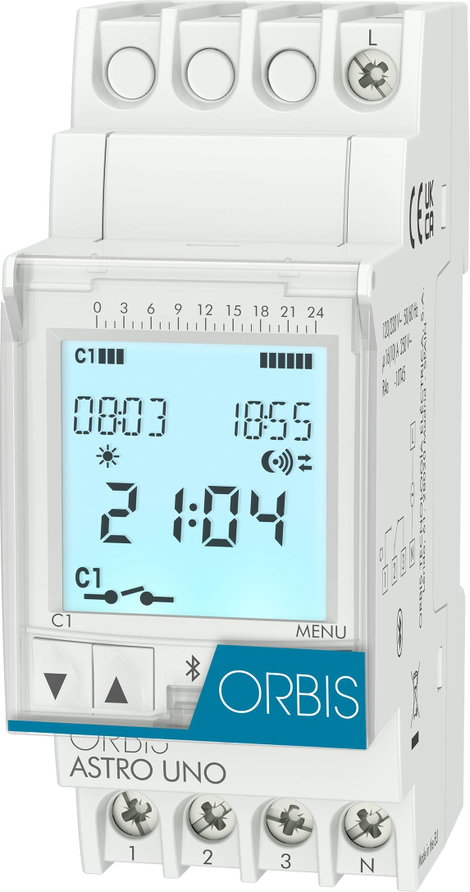 ORBIS Zeitschalttechnik ASTRO UNO Időkapcsoló óra kalapsínhez 230 V/AC 1 váltó 16 A 250 V/AC Csillag