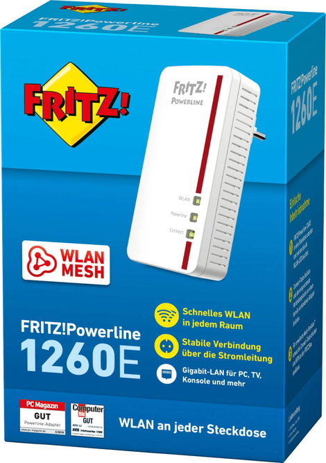 AVM FRITZ!Powerline 1260 Single Powerline WLAN önálló adapter 20002789 1200 MBit/s 3. kép