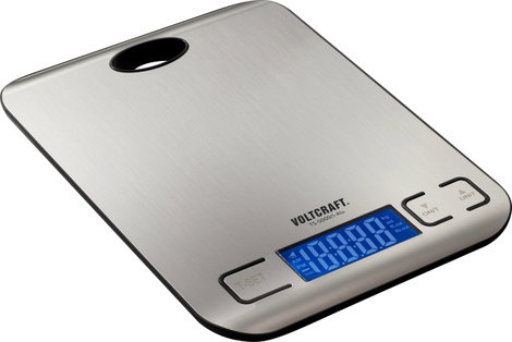 Digitális levélmérleg max. 5 kg, 1 g felbontás, elemes, nemesacél, Voltcraft TS-5000/1-Alu 2. kép