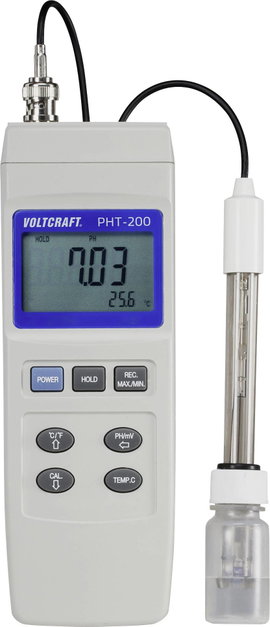 Kombinált mérőműszer pH érték, Redox (ORP), Voltcraft PHT-200