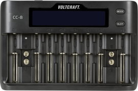 Univerzális hengeres akkutöltő, lítiumion, LiFePO, NiMH, NiCd, Voltcraft CC-8