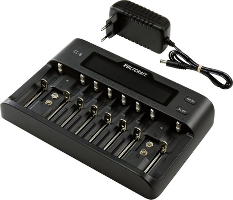 Univerzális hengeres akkutöltő, lítiumion, LiFePO, NiMH, NiCd, Voltcraft CC-8 2. kép