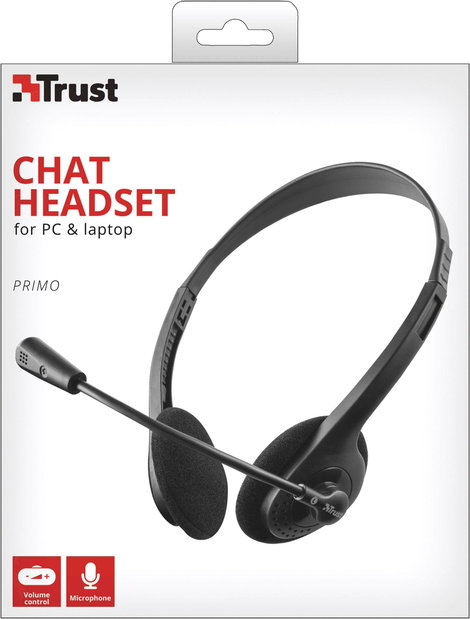 Trust Primo Chat Számítógép On Ear headset Vezetékes Stereo Fekete Hangerő szabályozás 4. kép