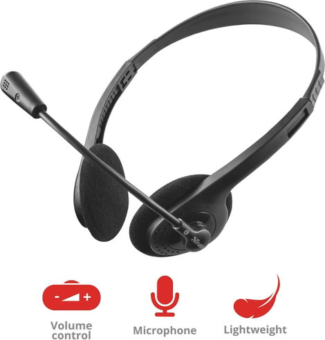 Trust Primo Chat Számítógép On Ear headset Vezetékes Stereo Fekete Hangerő szabályozás 7. kép