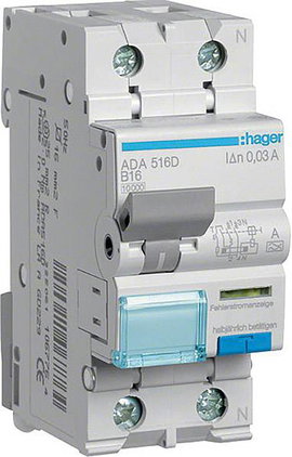 Hager ADA516D FI védőkapcsoló 1 pólusú 16 A 0.03 A 240 V