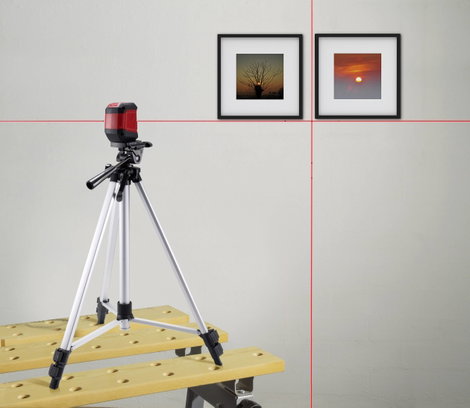 TOOLCRAFT Tripod 1/4 col Munkamagasság=51 - 150 cm Ezüst inox Vízmérték 4. kép