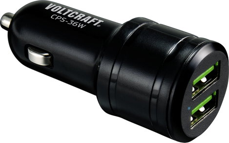 VOLTCRAFT CPS-36W VC-11015375 USB-s töltőkészülék Személygépkocsi Kimeneti áram (max.) 3 A 2 x USB 2. kép