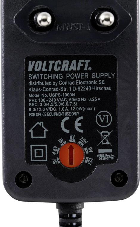 Beállítható dugasztápegység 3-12 V/DC 1 A 12 W, Voltcraft USPS-1000N 4. kép