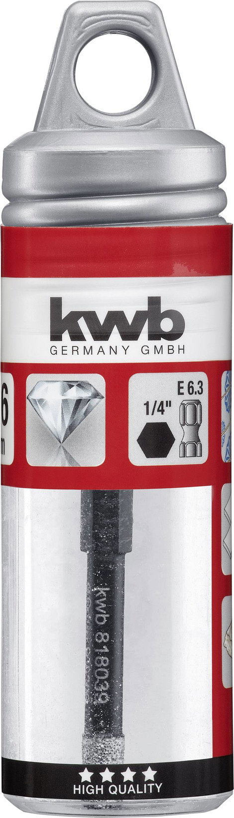 kwb HM Fliesenbohrer 6-Kant 6 mm 500306 Csempefúró 1/4 (6,3 mm), Hatlap szár 1 db 4. kép