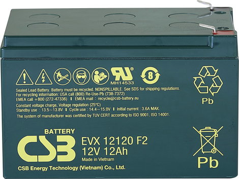 CSB Battery EVX 12120 Ólomakku 12 V 12 Ah Ólom-vlies (AGM) (Sz x Ma x Mé) 151 x 100 x 98 mm 6,35 mm-