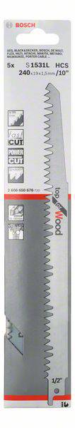 Bosch Accessories 2608650676 Szablyafűrészlap, S 1531 L - Top for Wood Fűrészlap hossz 240 mm 5 db 2. kép