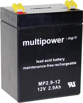 multipower MP2,9-12 Ólomakku 12 V 2.9 Ah Ólom-vlies (AGM) (Sz x Ma x Mé) 79 x 107 x 56 mm 4,8 mm-es 