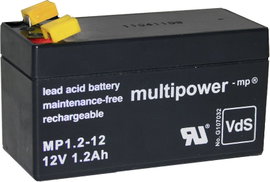 multipower PB-12-1,2-4,8 Ólomakku 12 V 1.2 Ah Ólom-vlies (AGM) (Sz x Ma x Mé) 97 x 59 x 43 mm 4,8 mm