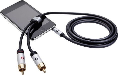 Jack - RCA audio kábel, 1x 3,5 mm jack dugó - 2x RCA dugó, 3 m, aranyozott, fekete, Oehlbach i-Conna 3. kép
