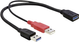 Átalakító, USB 3.0 A típusú aljról + USB 3.0 A típusú dugóról USB 2.0 A típusú dugóra, Delock