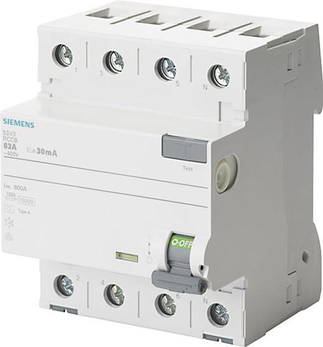 Siemens 5SV3346-6 Siemens Dig.Industr. FI védőkapcsoló A 4 pólusú 63 A 0.03 A 400 V