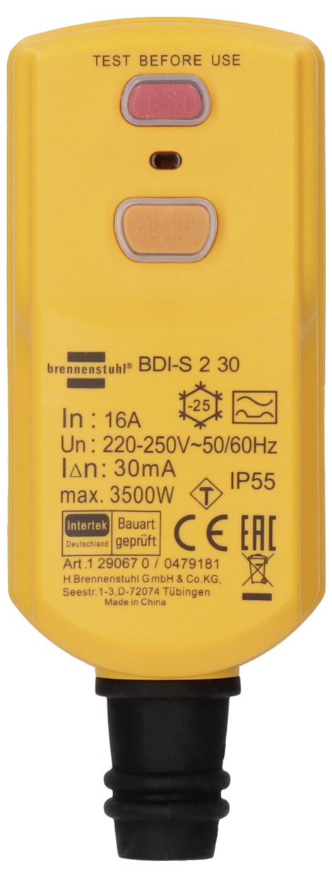 Brennenstuhl 1290670 Személyvédő köztes dugó PRCD 230 V Sárga IP55 2. kép