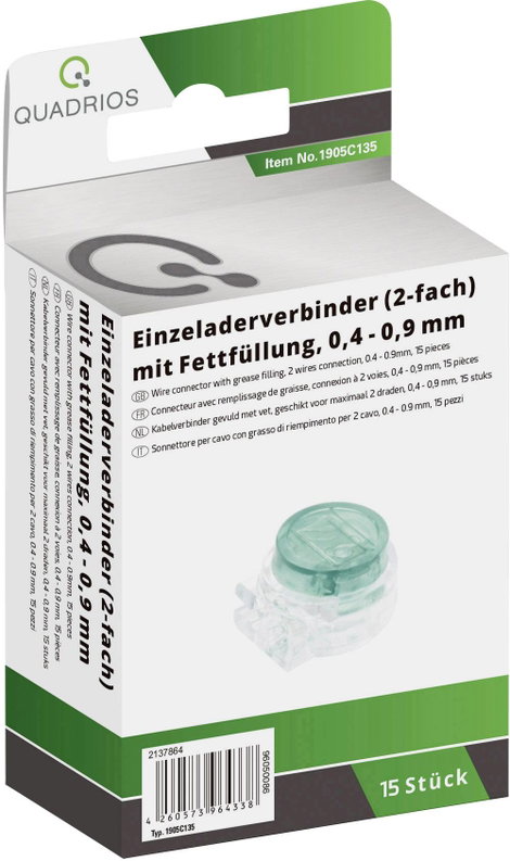 Quadrios 1905C135 Egyvezetékes összekötő hajlékony: 0.13-2.19 mm² merev: 0.13-0.65 mm² Pólusszám: 2 2. kép