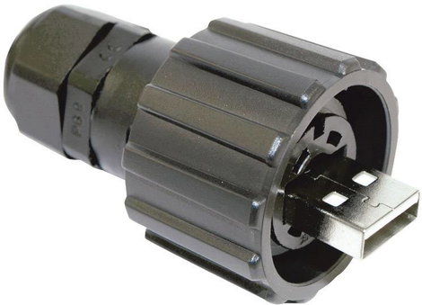 USB 2.0 dugasz készlet IP67 Dugó, egyenes 17-200121 Bajonettzár Conec Tartalom: 1 db