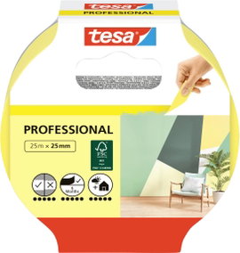 Tesa maszkolószalag, fedő, festőszalag 25 m x 25 mm sárga színű tesa® Maler-Krepp 56270