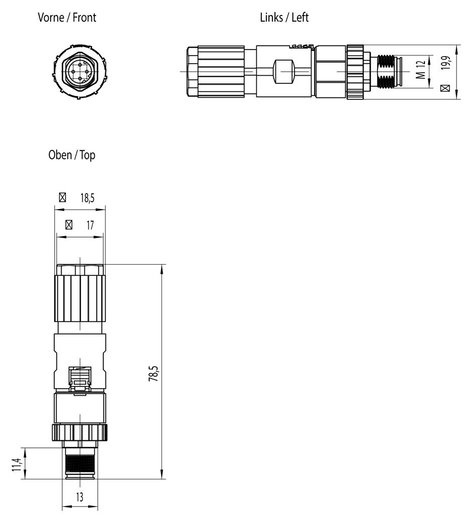 Siemens 6GK19010DB206AA0 Érzékelő-/működtető összekötő Pólusszám: 4 1 db 3. kép