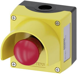 Siemens 3SU18010NA002AC2 3SU1801-0NA00-2AC2 Gomba alakú kapcsoló házban, védőgallérral Sárga Forgató