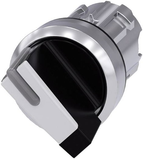 Siemens 3SU10522BF600AA0 3SU1052-2BF60-0AA0 Karos billenőkapcsoló Fém előlapi gyűrű, magasfényű Feke