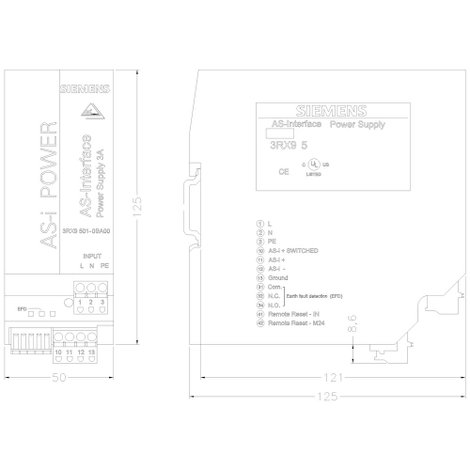 Siemens 3RX9501-0BA00 Kalapsínes tápegység Tartalom, tartalmi egységek rendelésenként 1 db 2. kép